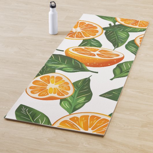 Botanical Fruit Orange Citrus Seamless Pattern Yogamat (In situ)