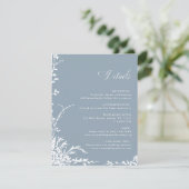 Botanical Garden Dusty Blue Wedding Details Informatiekaartje (Staand voorkant)