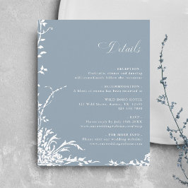 Botanical Garden Dusty Blue Wedding Details Informatiekaartje