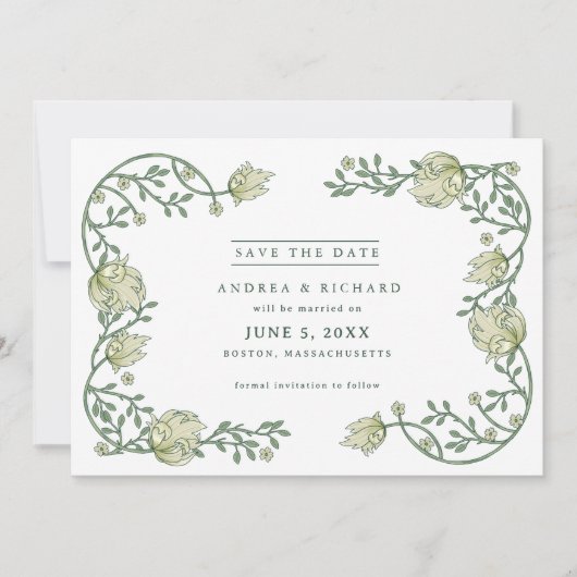 Botanical Garden Floral Photo Wedding Save The Date (Voorkant)