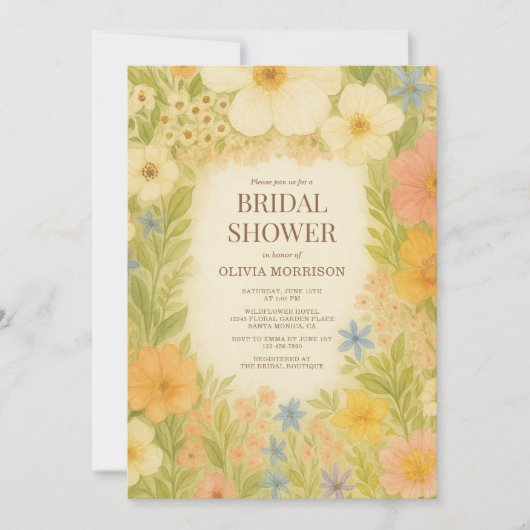 Botanical Garden Floral QR Code Bridal Shower Kaart (Voorkant)