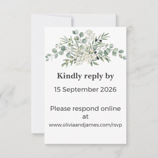 Botanical Garden Romance RSVP Card Kaartje (Voorkant)
