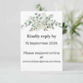 Botanical Garden Romance RSVP Card Kaartje (Staand voorkant)