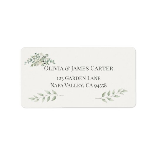 Botanical Garden Romance Wedding Address Labels (Voorkant)