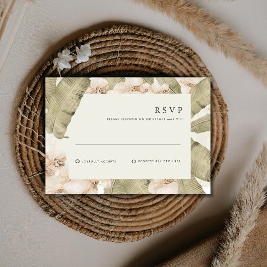 Botanical Garden Tropical Floral Wedding RSVP Kaartje