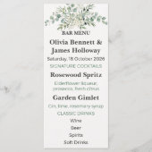Botanical Garden Wedding Bar Menu (Voorkant)