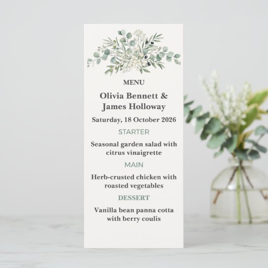 Botanical Garden Wedding Menu Cards (Staand voorkant)