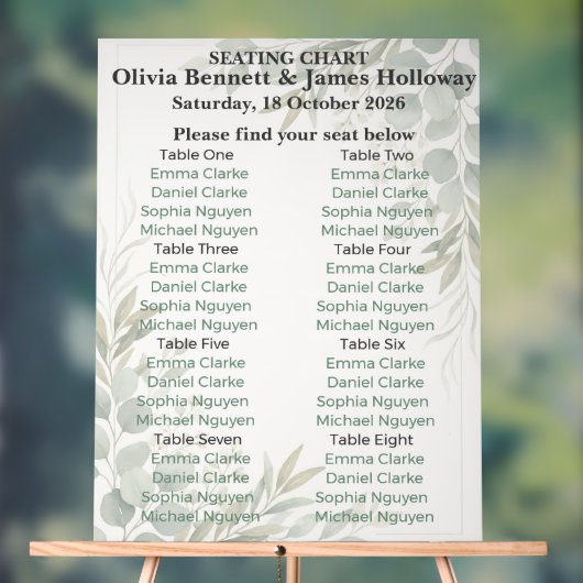 Botanical Garden Wedding Seating Chart Acryl Bord (Neutraal)