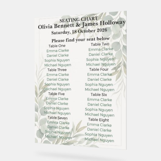 Botanical Garden Wedding Seating Chart Acryl Bord (Hoek)