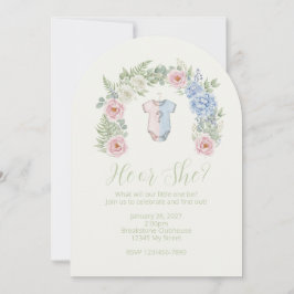 Botanical Gender Reveal Invitation Kaart