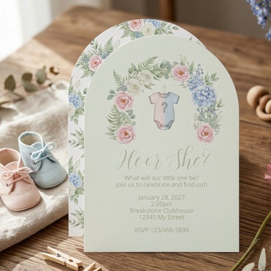 Botanical Gender Reveal Invitation Kaart