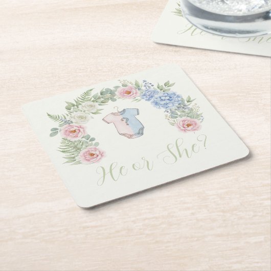 Botanical Gender Reveal Kartonnen Onderzetters (Schuin)