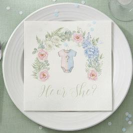 Botanical Gender Reveal Napkin Servet