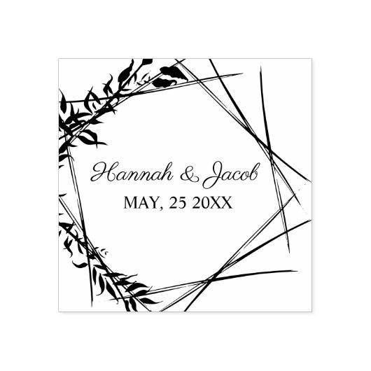Botanical Geometric with Leaves Wedding Design Rubberstempel (Afrduk)
