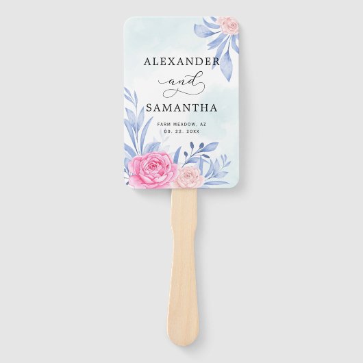 Botanical Gilded Gold Greenery Pink Rose Wedding Handwaaier (Voorkant)