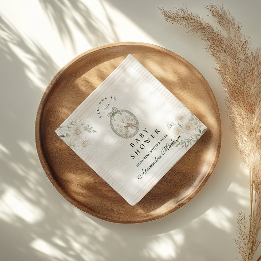 Botanical Gingham Silly Goose Baby Shower Servet