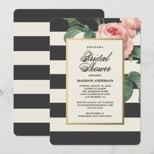 Botanical Glamour | Uitnodiging voor bruidsdouche (Voorkant / Achterkant)