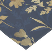 Botanical Gold Flowers Blue Pattern Medium Tafelloper (Hoek)