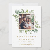 Botanical Gold Green Wedding Photo Save the Date (Voorkant)