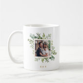 Botanical Gold Green Wreath Weddenschap 2 Foto Koffiemok (Links)