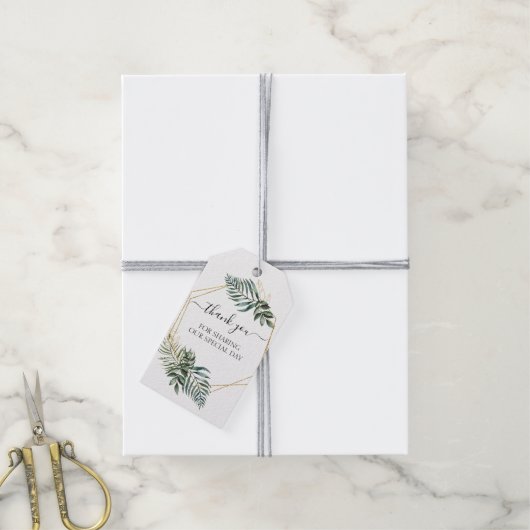 Botanical Gold Greenery Thank you Cadeaulabel (Met Touw)