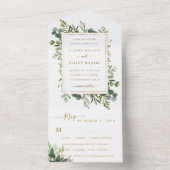 Botanical Gold Greenery Wedding All In One Uitnodiging (Binnen)