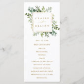 Botanical Gold Greenery Wedding Ceremony Program Programmakaart (Voorkant)