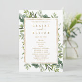 Botanical Gold Greenery Wedding Ceremony Program Programmakaart (Staand voorkant)