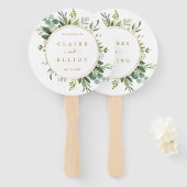 Botanical Gold Greenery Wedding Handwaaier (Voorkant en achterkant)
