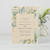 Botanical Gold Greenery Wedding Kaart (Staand voorkant)