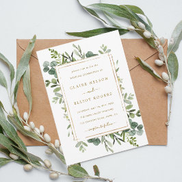 Botanical Gold Greenery Wedding Kaart