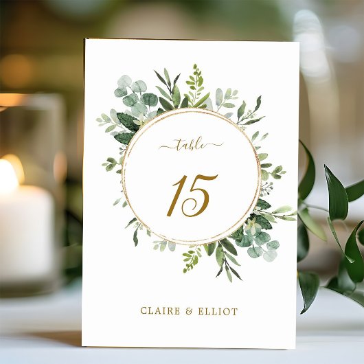Botanical Gold Greenery Wedding Kaart