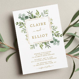 Botanical Gold Greenery Wedding Kaart