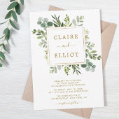 Botanical Gold Greenery Wedding Kaart