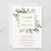 Botanical Gold Greenery Wedding Kaart (Voorkant)
