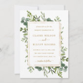 Botanical Gold Greenery Wedding Kaart (Voorkant)