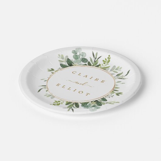 Botanical Gold Greenery Wedding Papieren Bordje (Gekanteld)