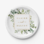 Botanical Gold Greenery Wedding Papieren Bordje (Voorkant)