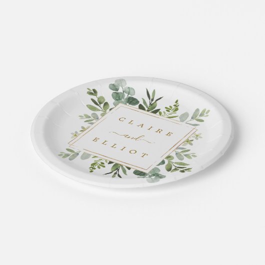 Botanical Gold Greenery Wedding Papieren Bordje (Gekanteld)