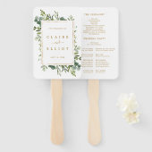 Botanical Gold Greenery Wedding Programme Handwaaier (Voorkant en achterkant)