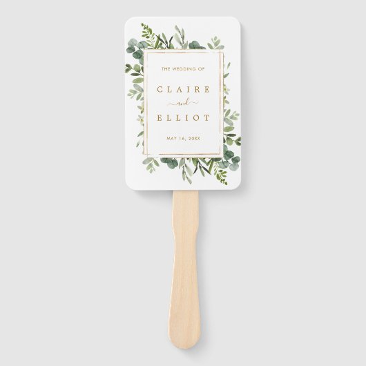Botanical Gold Greenery Wedding Programme Handwaaier (Voorkant)