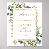 Botanical Gold Greenery Wedding Welcome Sign Poster (Voorkant)