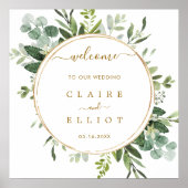 Botanical Gold Greenery Wedding Welcome Sign Poster (Voorkant)