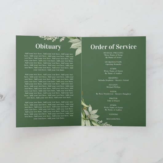 Botanical Gold Wreath Order of Service Program Programma (Binnen)