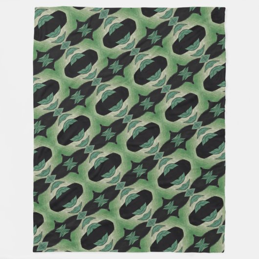 Botanical Green and Black Fleece Deken (Voorkant)