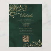 Botanical Green and Gold Wedding QR Details Informatiekaartje (Voorkant)