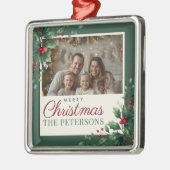 Botanical Green Custom Photo Christmas Ornament (Links)