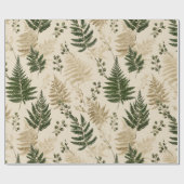 Botanical Green Fern Beige Floral Pattern Cadeaupapier (Vlak)