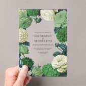 Botanical Green, Fern Shadow & Ivory Bud Wedding Acryl Uitnodigingen (Insitu (Draagbaar))