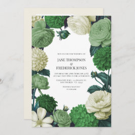 Botanical Green, Fern Shadow & Ivory Bud Wedding Kaart